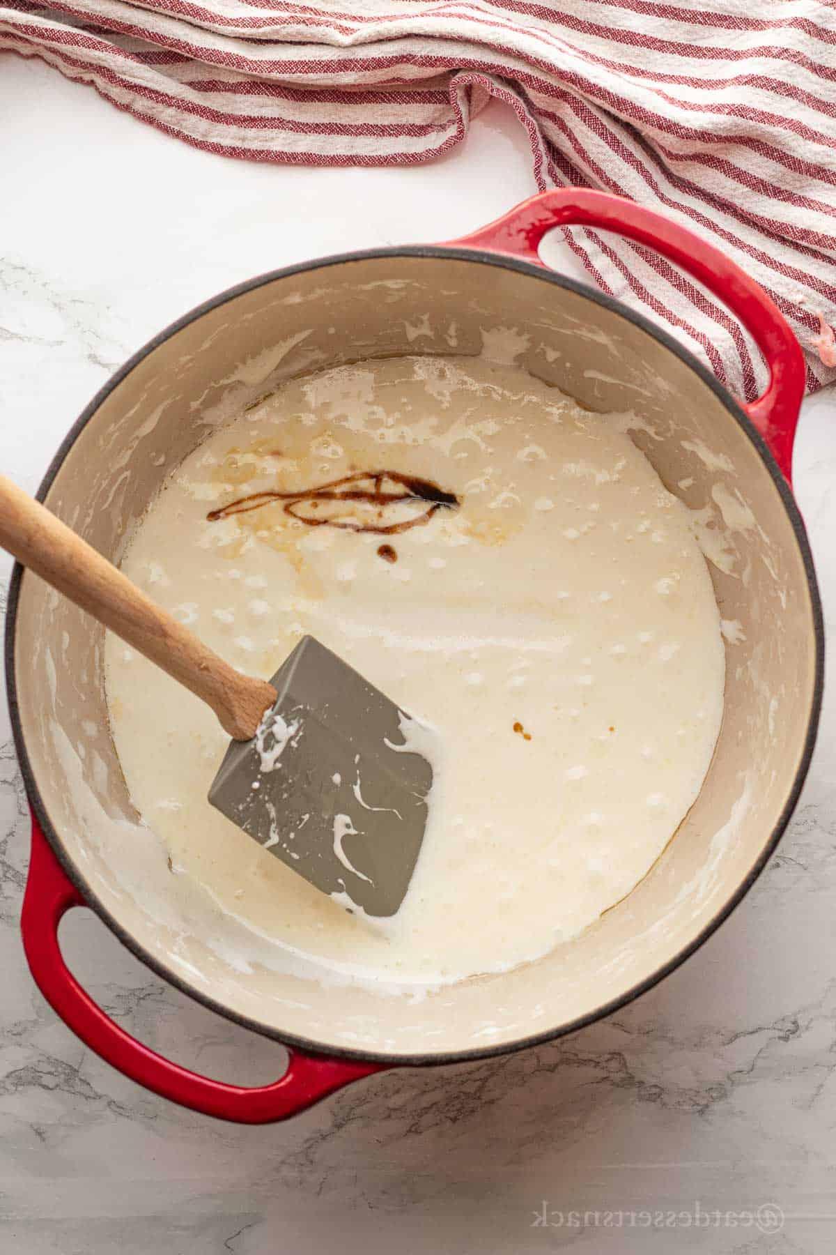 Melted marshmallows and butter with vanilla.