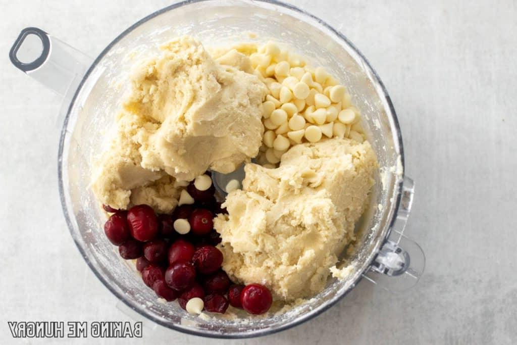white chocolate chips and cranberries added