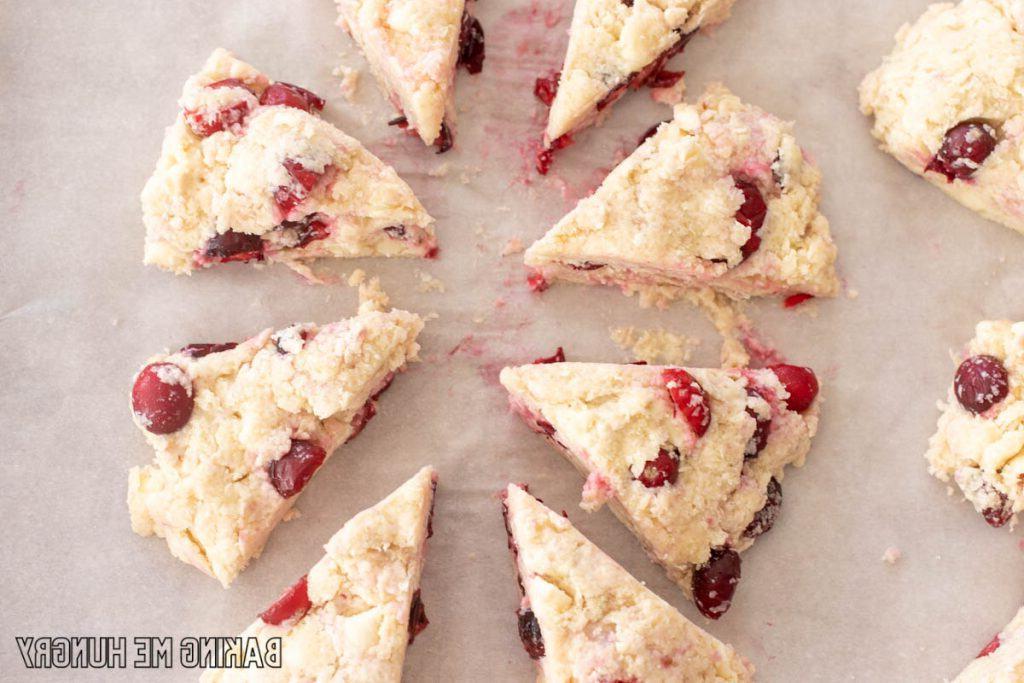 triangles of dough on parchment